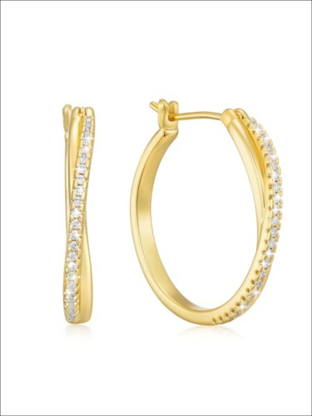 14k gold plated hoop earrings cubic zirconia X design